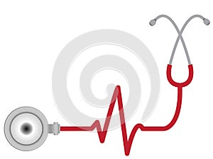 Stethoscope with heart beat photo