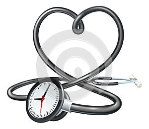 Stethoscope Heart Clock Concept photo