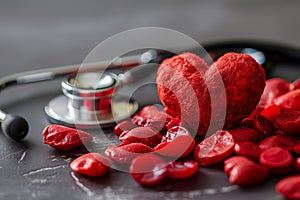 Stethoscope and Heart on Table