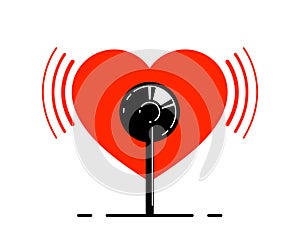 Stethoscope with heart vector simple icon isolated over white background.