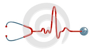 Stethoscope with heart vector simple icon isolated over white background.