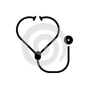 Black solid icon for Stethoscope, diagnostic and healthcare