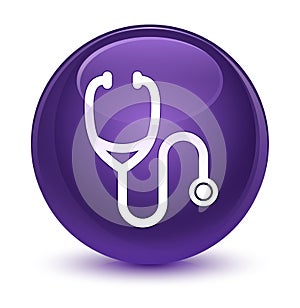 Stethoscope icon glassy purple round button