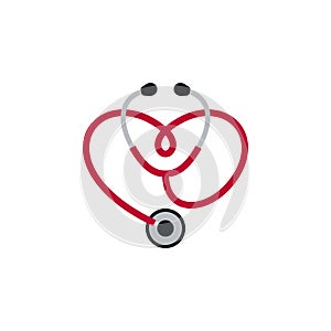 Stethoscope Icon with Red Heart Shape