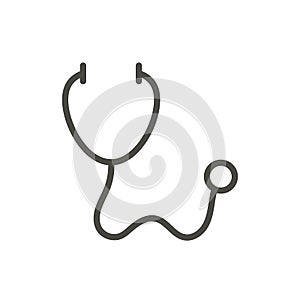 Stethoscope icon vector. Line diagnostic tool symbol isolated. T