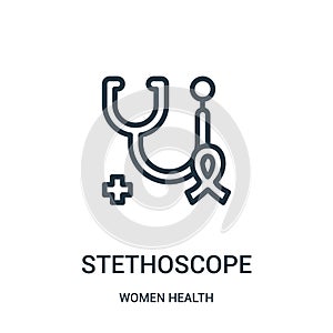 stethoscope icon vector from women health collection. Thin line stethoscope outline icon vector illustration
