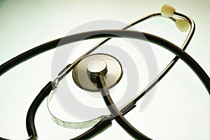 Stethoscope instrument for listening to the body. Used by medics and doctors.