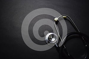 Stethoscope isolated on black background. Healthcare/Medical concept