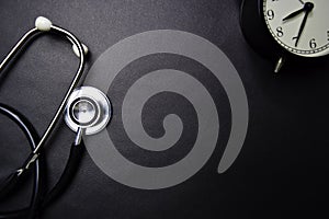 Stethoscope isolated on black background. Healthcare/Medical concept