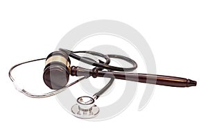 Stethoscope with judge gavel