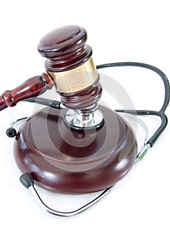 Stethoscope and judges gavel