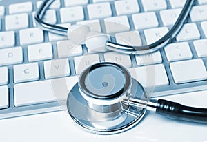 Stethoscope on keyboard