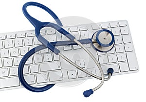 Stethoscope and keyboard of a computer