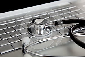 Stethoscope on a Laptop Computer