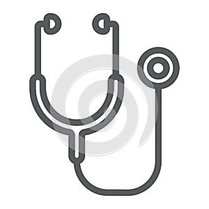 Stethoscope line icon, health and clinical