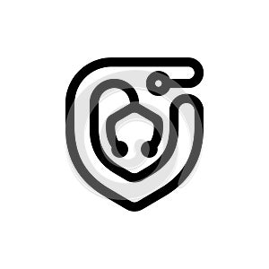 Stethoscope Line Shield Icon Simple design template logo