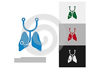 Stethoscope with Lungs Logo Template Design Vector, Emblem, Design Concept, Creative Symbol, Icon