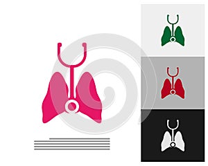 Stethoscope with Lungs Logo Template Design Vector, Emblem, Design Concept, Creative Symbol, Icon