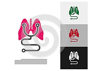 Stethoscope with Lungs Logo Template Design Vector, Emblem, Design Concept, Creative Symbol, Icon