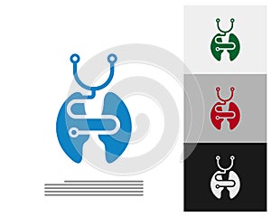 Stethoscope with Lungs Logo Template Design Vector, Emblem, Design Concept, Creative Symbol, Icon