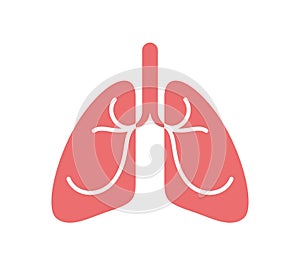 Stethoscope with lungs vector simple icon isolated over white background.
