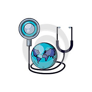stethoscope medical with planet earth