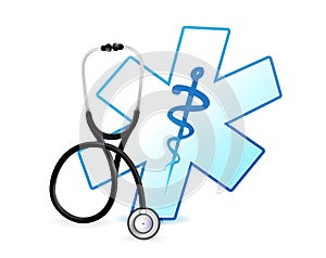 stethoscope and medical symbol illustration