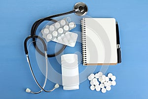 Stethoscope and medicines