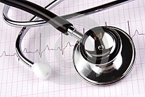 Stethoscope Over A Electrocardiogram