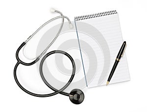 Stethoscope and Pad with pen