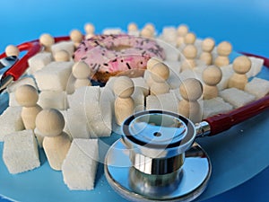 Stethoscope people of societies and sugar effect on health photo