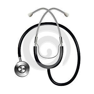 Stethoscope, Phonendoscope. Medical Instrument For Listening. Isolated On White Background Illustration.