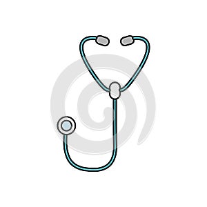 Stethoscope, phonendoscope medical to listen to the lungs and examine the patient`s heart by a general practitioner simple icon