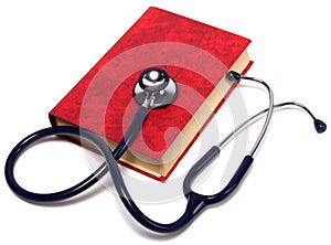 Stethoscope on red book