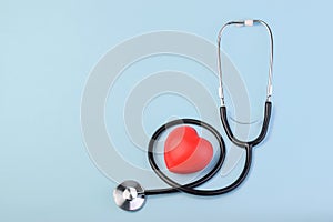 Stethoscope with red heart. medical concept