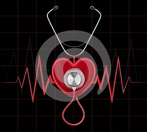 Stethoscope on a red heart render