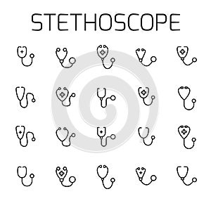 Stethoscope related vector icon set.