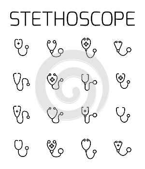 Stethoscope related vector icon set.