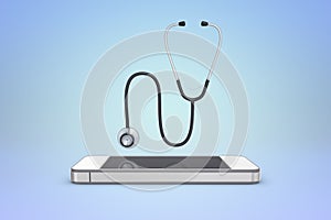 Stethoscope resting on a smartphone side