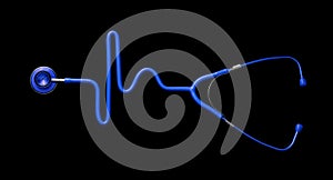 Stethoscope in the shape of a Heart Beat on a EKG