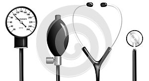 Stethoscope and sphygmomanometer