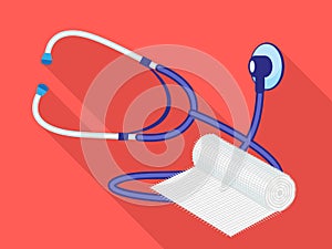 Stethoscope swathe icon, flat style photo