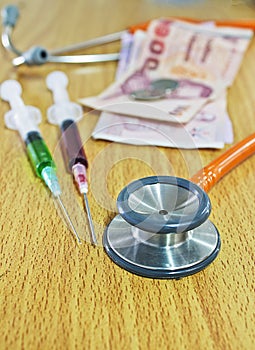 Stethoscope and syring