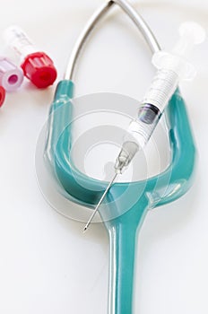 Stethoscope and syring