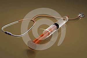 Stethoscope with syringe