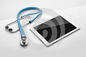 Stethoscope and tablet touch pad