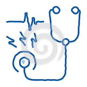 stethoscope tool doodle icon hand drawn illustration