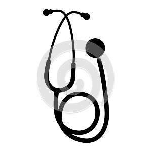 Stethoscope vector illustration black silhouette profile