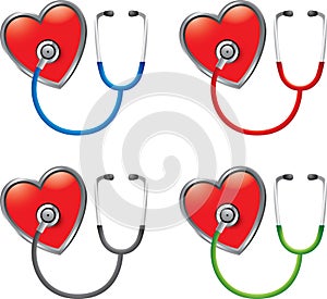 Stethoscopes on hearts