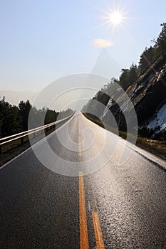 Mountain peak in distance